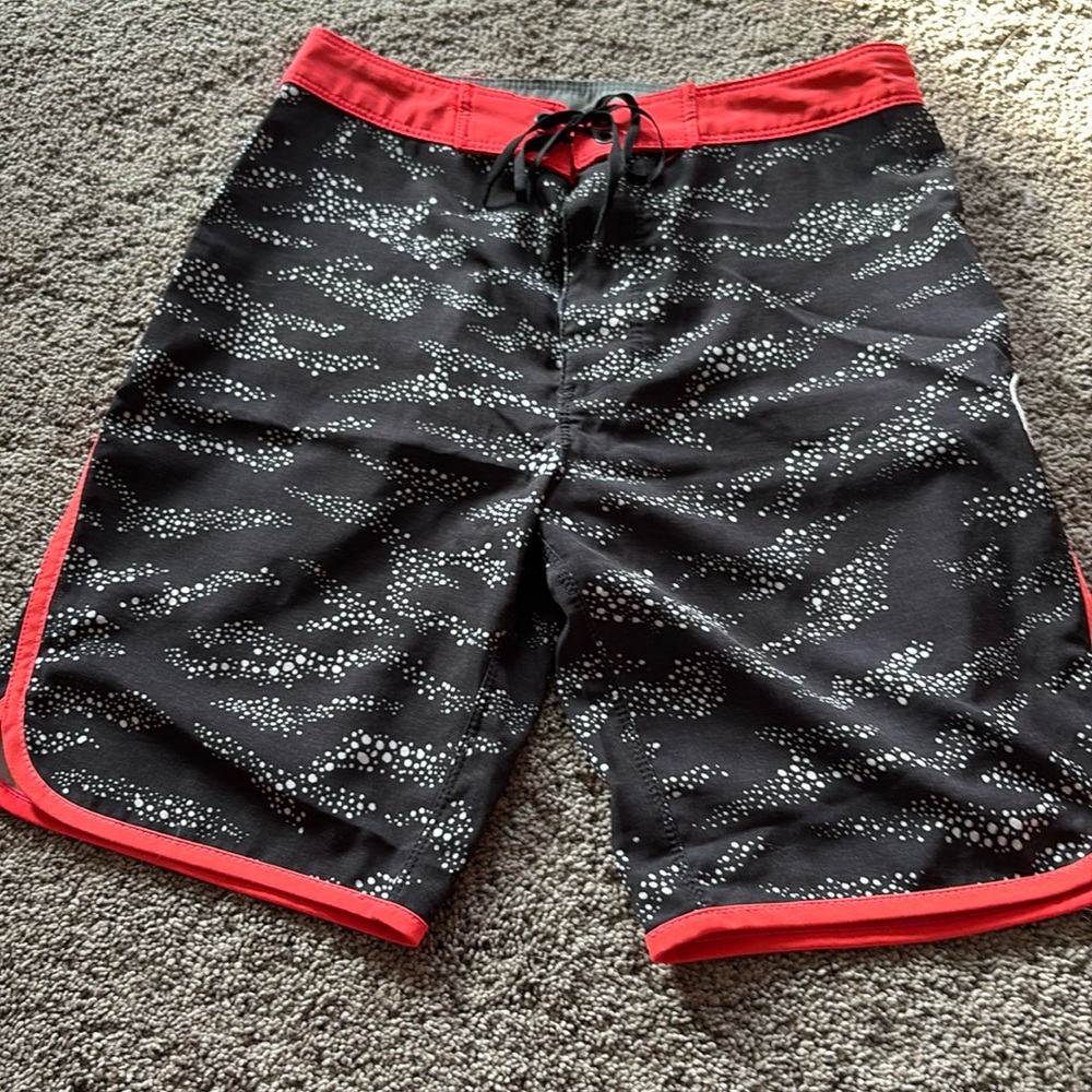 Hurley Kids Swim Trunks - Black and Red